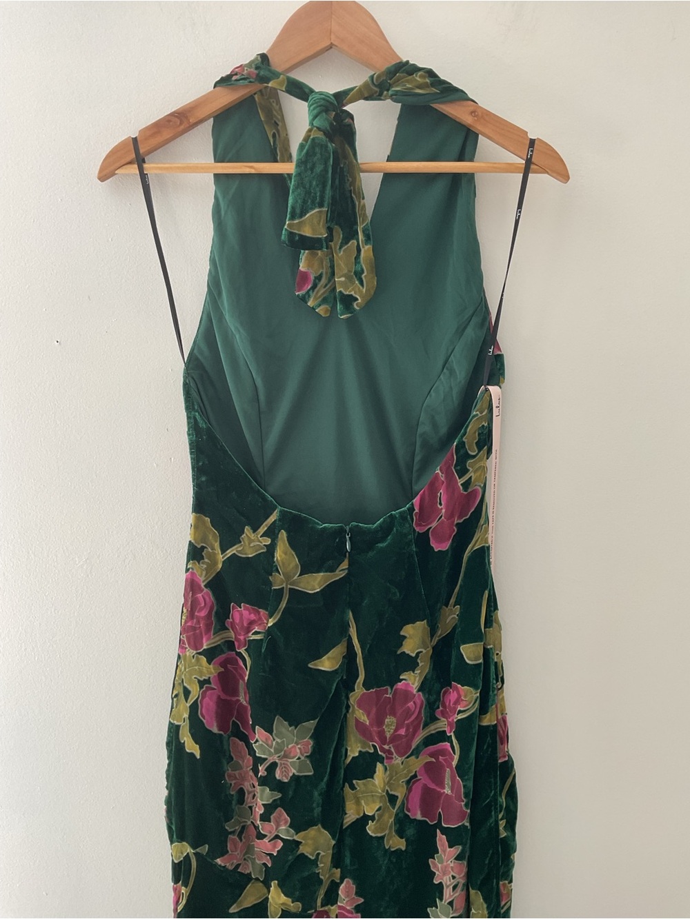Lulus Flawlessly Gorgeous Green Burnout Floral Halter Velvet Maxi Dress Event S - Picture 9 of 15